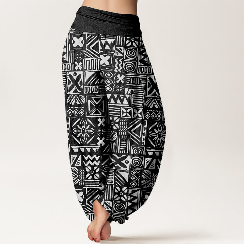 Pantalon sarouel décontracté à taille élastique pour femme, motif géométrique d'inspiration tribale, Buddha Stones - image 7