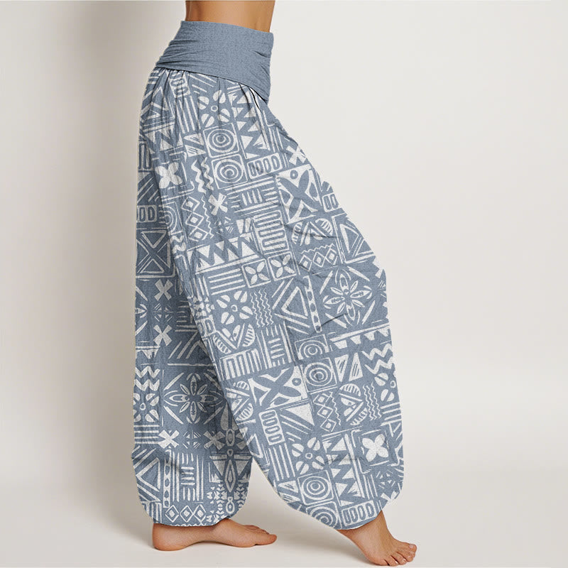 Pantalon sarouel décontracté à taille élastique pour femme, motif géométrique d'inspiration tribale, Buddha Stones - image 9