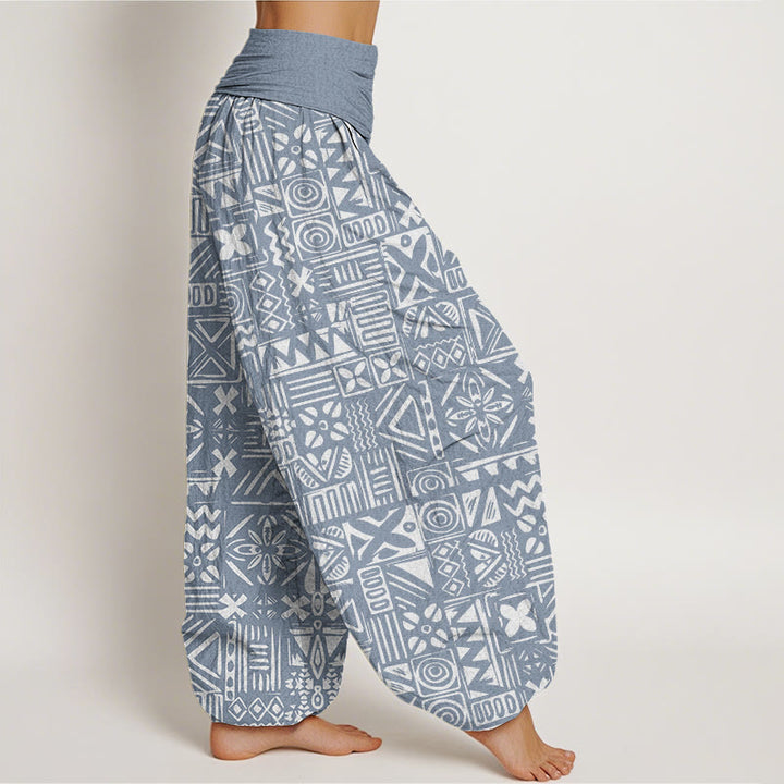 Pantalon sarouel décontracté à taille élastique pour femme, motif géométrique d'inspiration tribale, Buddha Stones - image 9