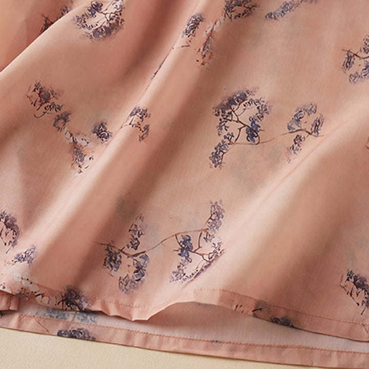 Robe mi-longue cheongsam en coton avec poches, imprimé floral vintage, boutons inclinés , col montant, manches mi-longues - image 6