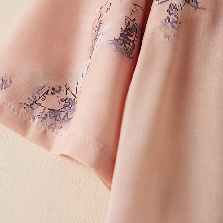 Robe mi-longue cheongsam en coton avec poches, imprimé floral vintage, boutons inclinés , col montant, manches mi-longues - image 3