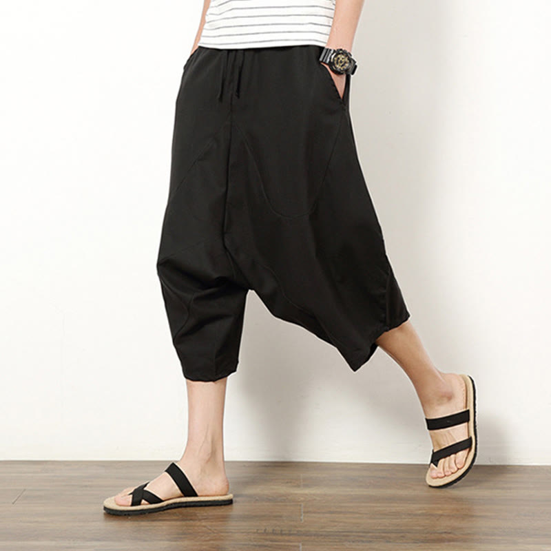 Pantalon large en coton et lin pour homme, avec poches, longueur 7-8, Buddha Stones , patchwork, simple et décontracté, avec cordon de serrage - image 18