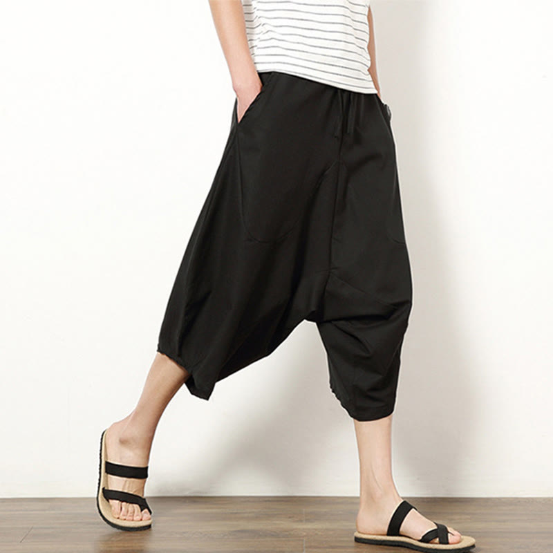 Pantalon large en coton et lin pour homme, avec poches, longueur 7-8, Buddha Stones , patchwork, simple et décontracté, avec cordon de serrage - image 19