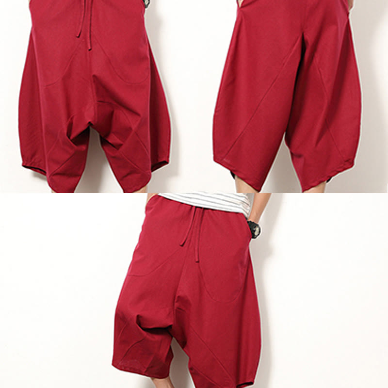 Pantalon large en coton et lin pour homme, avec poches, longueur 7-8, Buddha Stones , patchwork, simple et décontracté, avec cordon de serrage - image 16