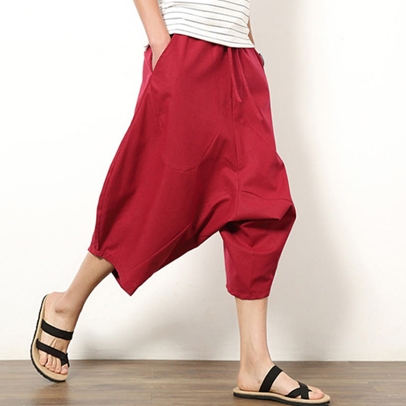 Pantalon large en coton et lin pour homme, avec poches, longueur 7-8, Buddha Stones , patchwork, simple et décontracté, avec cordon de serrage - image 15