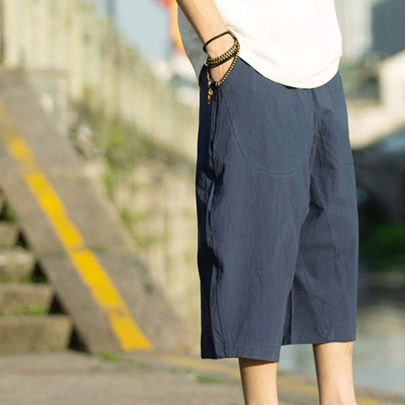 Pantalon d'été en coton et lin avec cordon de serrage et poches pour homme, taille 7-8, motif Buddha Stones - image 13