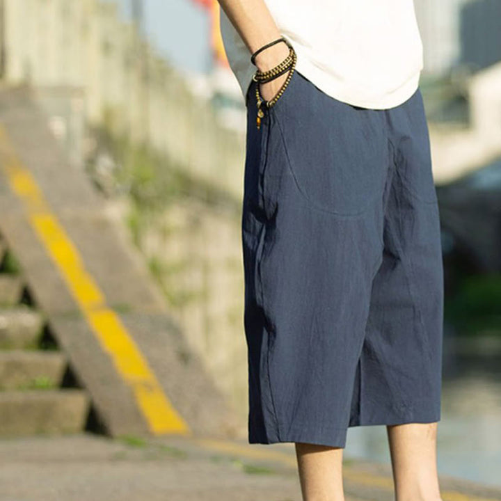 Pantalon d'été en coton et lin avec cordon de serrage et poches pour homme, taille 7-8, motif Buddha Stones - image 13