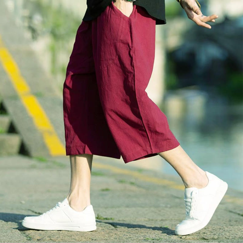 Pantalon d'été en coton et lin avec cordon de serrage et poches pour homme, taille 7-8, motif Buddha Stones - image 20