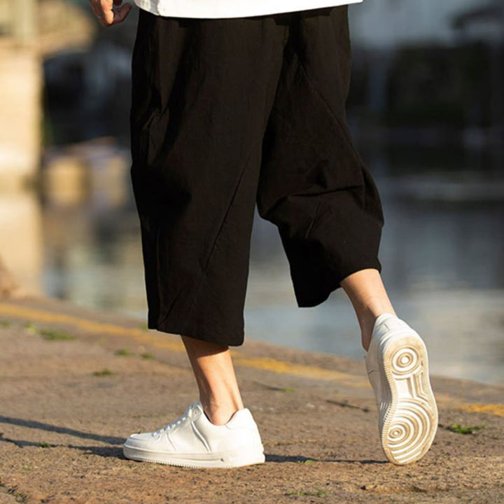 Pantalon d'été en coton et lin avec cordon de serrage et poches pour homme, taille 7-8, motif Buddha Stones - image 6