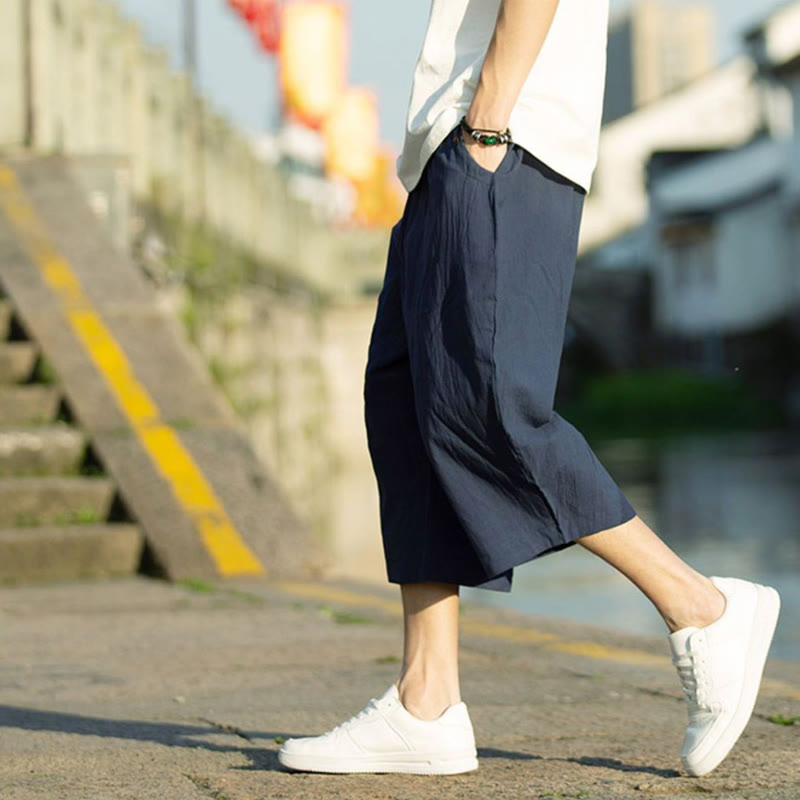 Pantalon d'été en coton et lin avec cordon de serrage et poches pour homme, taille 7-8, motif Buddha Stones - image 14