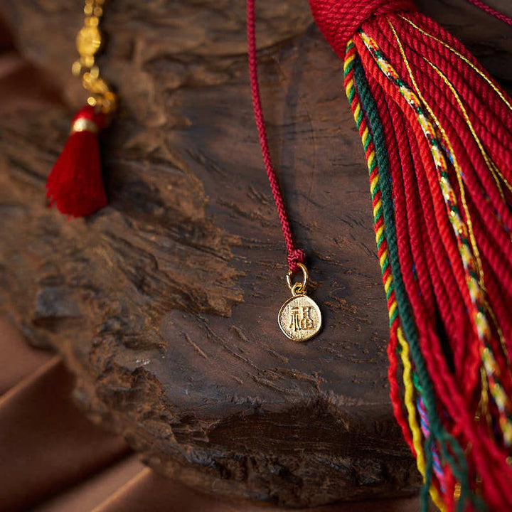 Mala de poignet calme en agate rouge et Buddha Stones , 18 perles en cuivre et pompon tibétain