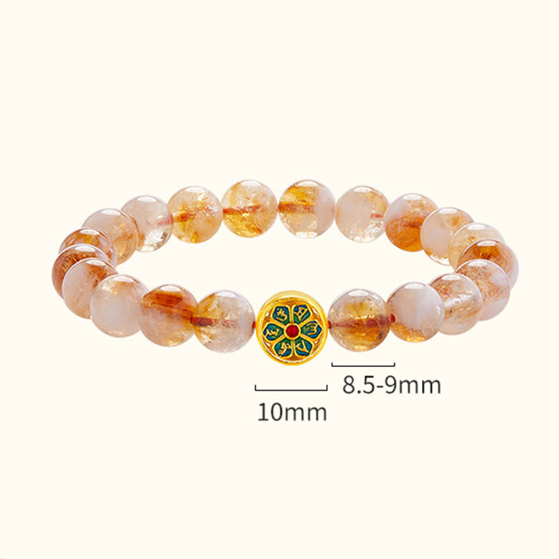 Bracelet de protection en argent sterling 999 avec Buddha Stones et citrine Om Mani Padme Hum