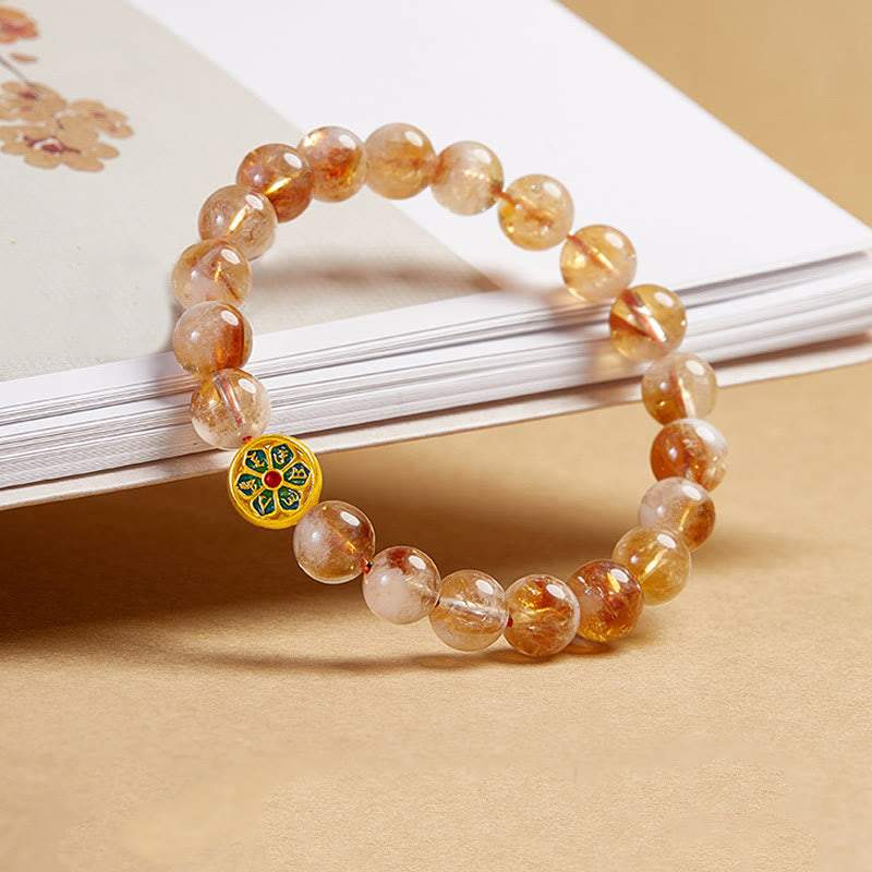 Bracelet de protection en argent sterling 999 avec Buddha Stones et citrine Om Mani Padme Hum