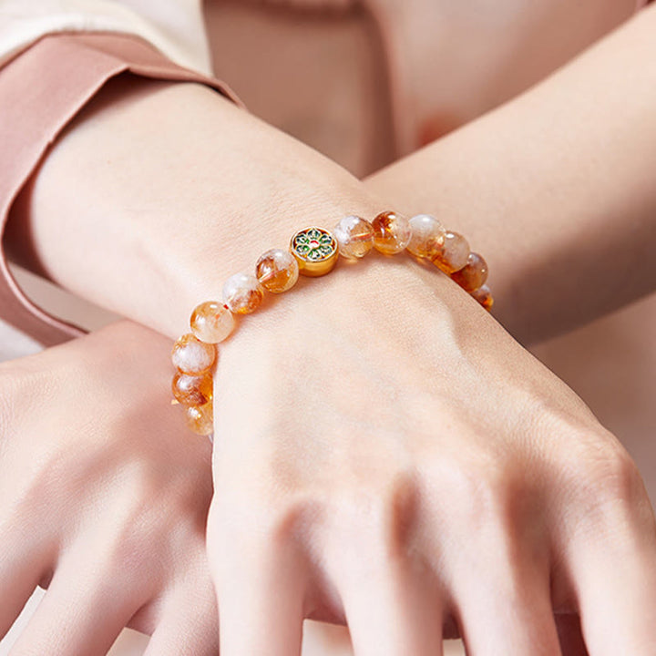 Bracelet de protection en argent sterling 999 avec Buddha Stones et citrine Om Mani Padme Hum