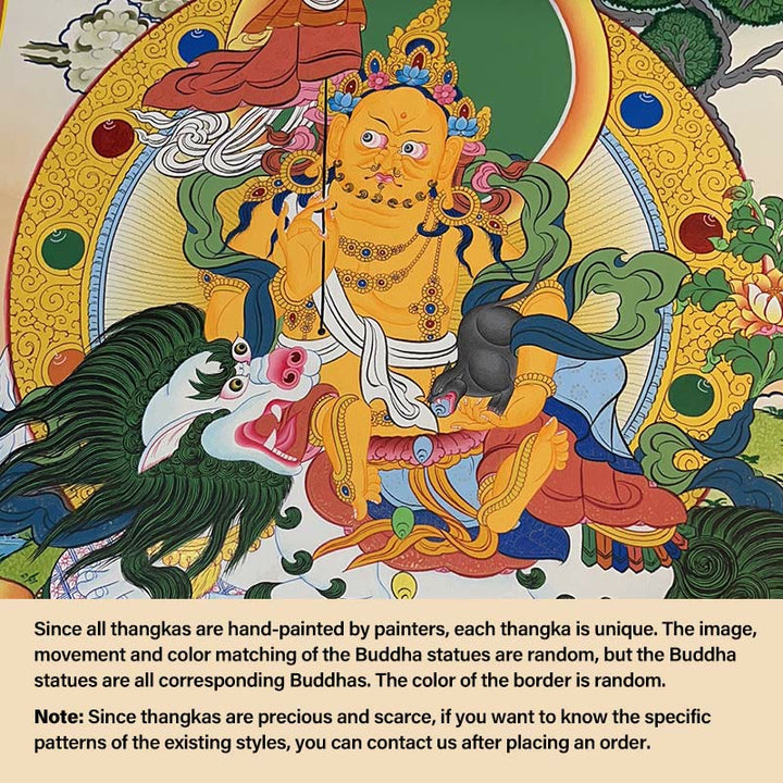 Buddha Stones Thangka Peinture Jaune Dieu de la Richesse Vert Tara Avalokitesvara Décoration Faite à la Main Boîte Aveugle (Style Aléatoire) - 27,56 x 21,6 pouces / 70 x 55 cm Dieu de la richesse (style Thangka aléatoire, contactez le service client pour voir les styles disponibles) - image 3
