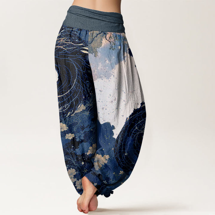 Pantalon harem femme en coton décontracté à motif de Buddha Stones, dragon et arbre ancien, taille élastique - image 9