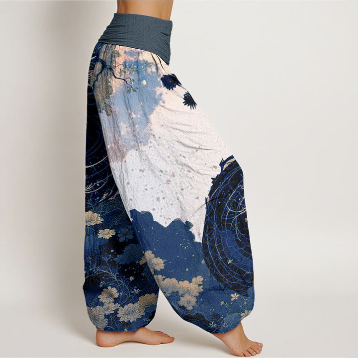 Pantalon harem femme en coton décontracté à motif de Buddha Stones, dragon et arbre ancien, taille élastique - image 8