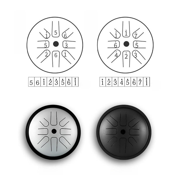 Buddha Stones Steel Tongue Drum Kit de percussion 8 notes 6 pouces pour la guérison sonore, le yoga et la méditation
