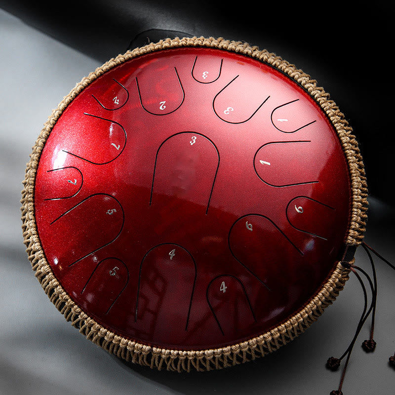 Buddha Stones Steel Tongue Drum Kit de batterie de méditation de pleine conscience de guérison sonore 15 notes Instrument de percussion 14 pouces