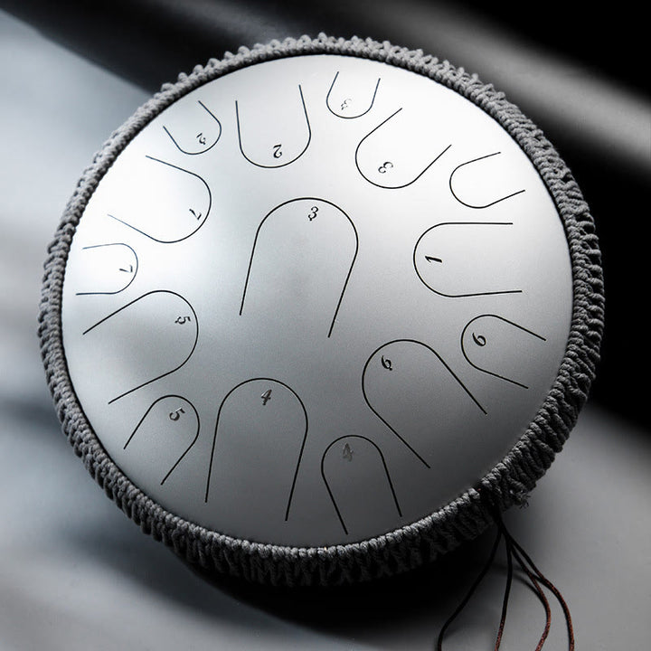 Buddha Stones Steel Tongue Drum Kit de batterie de méditation de pleine conscience de guérison sonore 15 notes Instrument de percussion 14 pouces