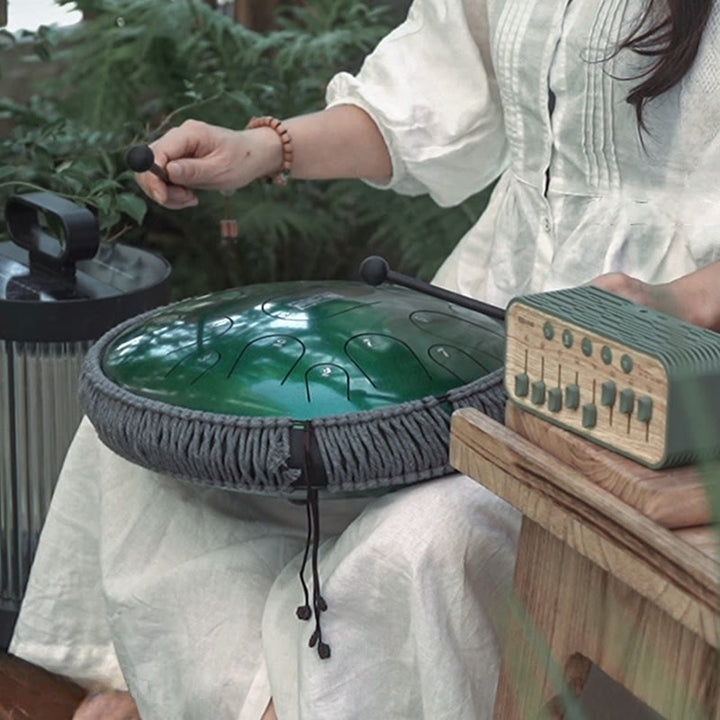 Buddha Stones Steel Tongue Drum Kit de batterie de méditation de pleine conscience de guérison sonore 15 notes Instrument de percussion 14 pouces - image 4