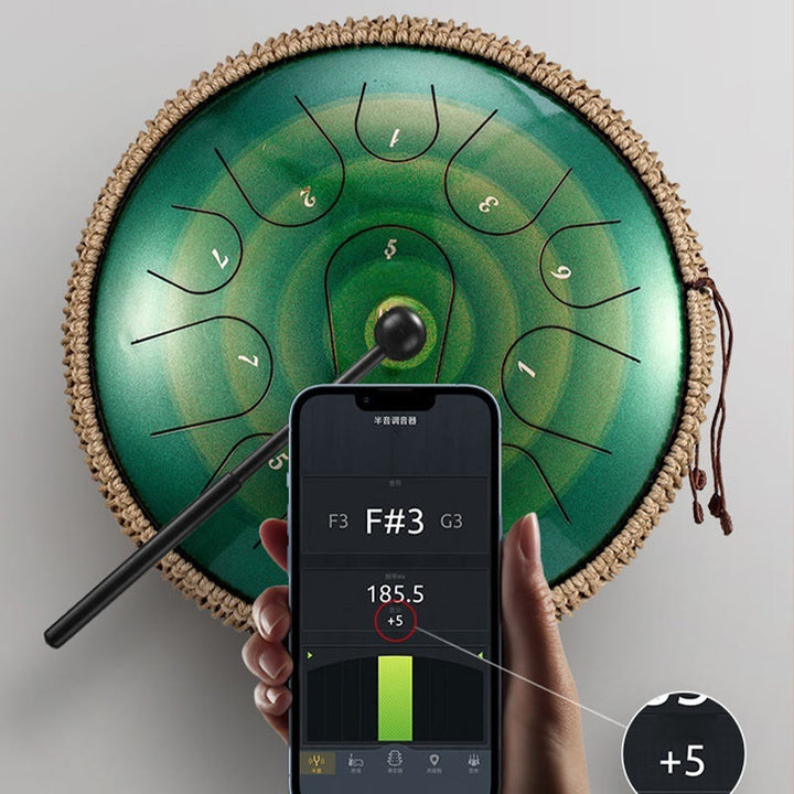 Buddha Stones Steel Tongue Drum Kit de batterie de méditation de pleine conscience de guérison sonore 15 notes Instrument de percussion 14 pouces - image 3