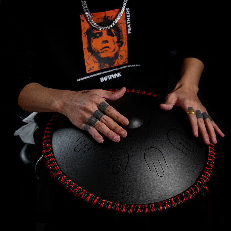 Buddha Stones Steel Tongue Drum Kit de méditation et de guérison sonore, instrument à 9 notes, 15 pouces