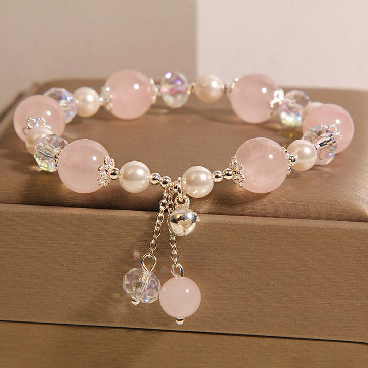 Bracelet d'acceptation de soi en perles de cristal rose naturel Buddha Stones