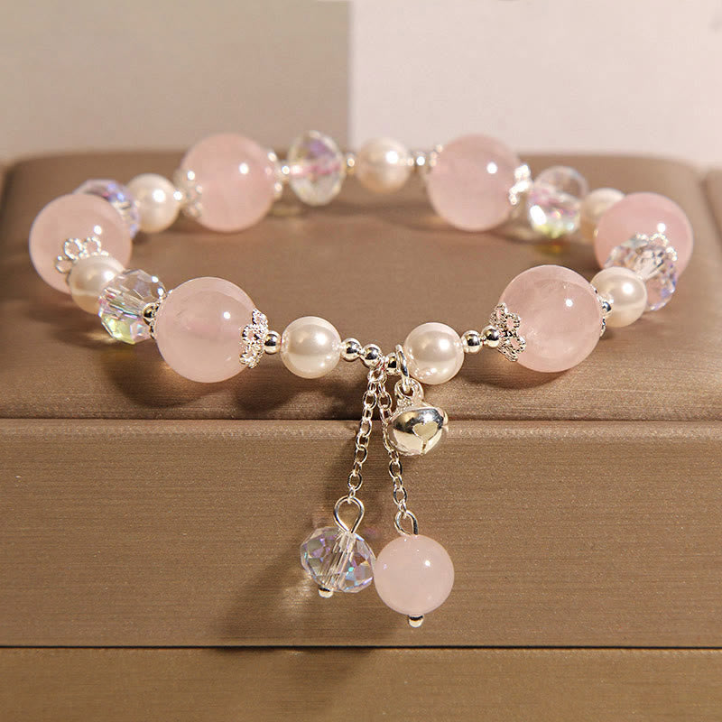 Bracelet d'acceptation de soi en perles de cristal rose naturel Buddha Stones