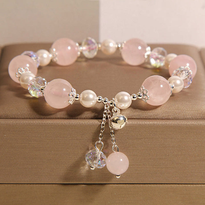 Bracelet d'acceptation de soi en perles de cristal rose naturel Buddha Stones