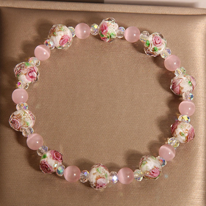 Bracelet de chaleur œil de chat en perles de verre Liuli en cristal rose Buddha Stones - image 3