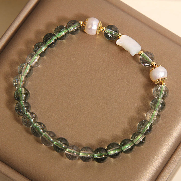 Bracelet porte-bonheur en Buddha Stones , coquillage et tête de chat - image 3