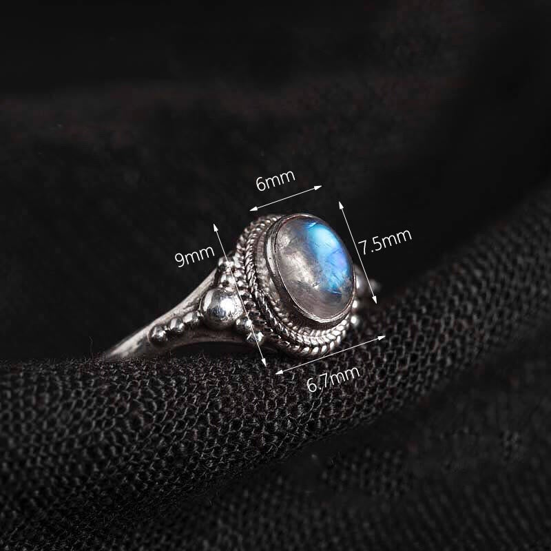 Bague positive en argent sterling 925 avec pierre de lune naturelle et Buddha Stones