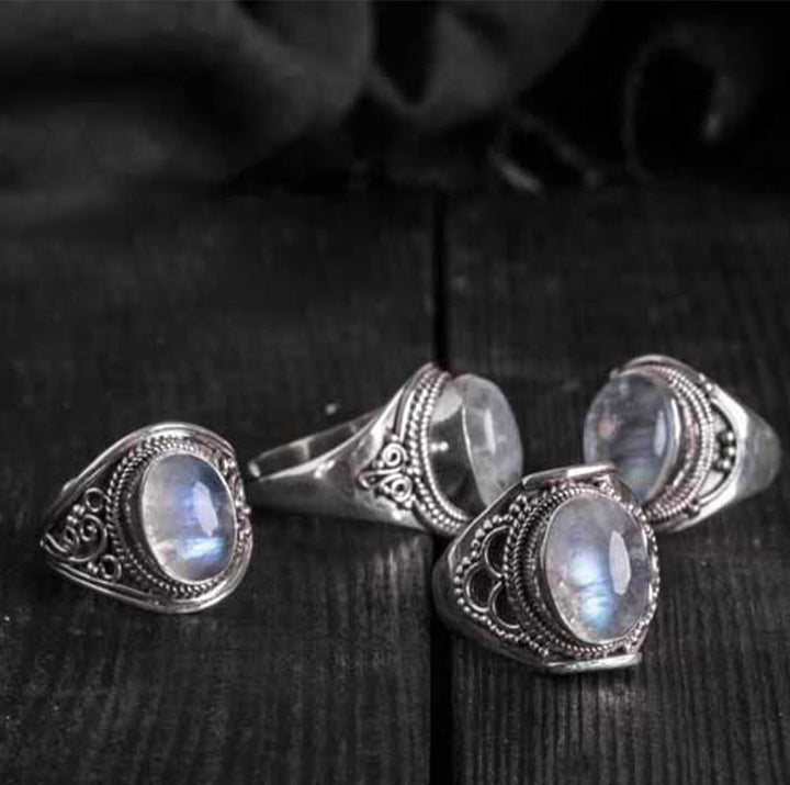 Buddha Stones ajustable en argent sterling 925 avec pierres de lune naturelles faites à la main