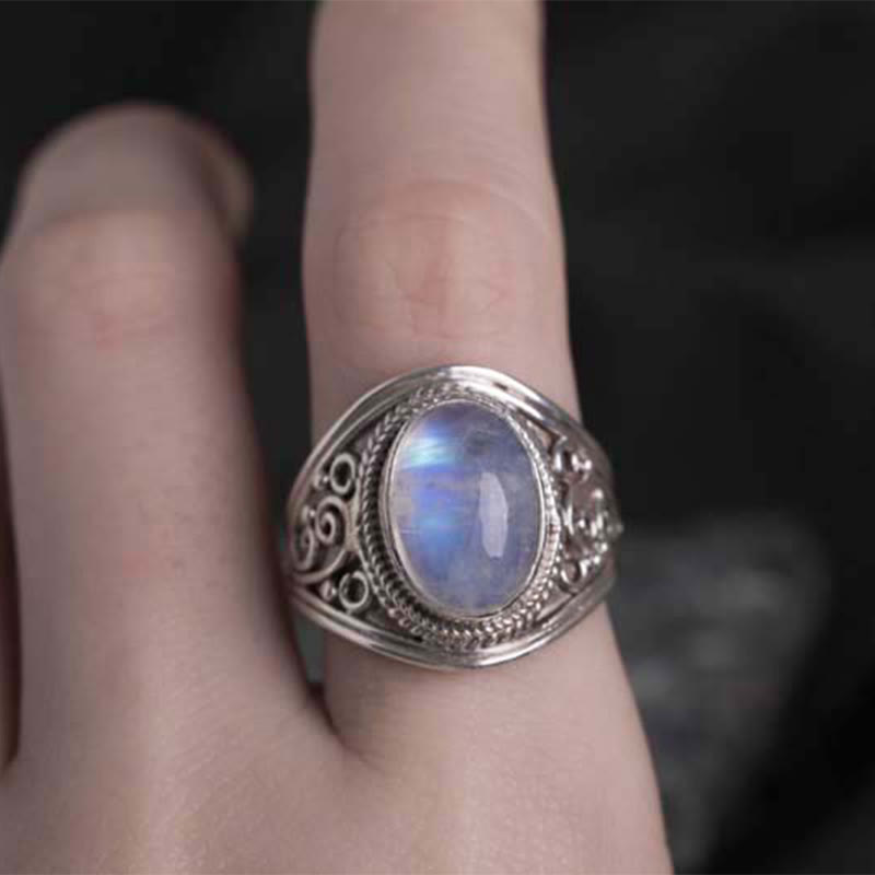 Buddha Stones ajustable en argent sterling 925 avec pierres de lune naturelles faites à la main