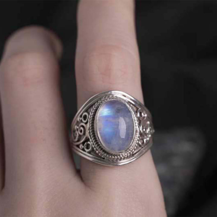 Buddha Stones ajustable en argent sterling 925 avec pierres de lune naturelles faites à la main