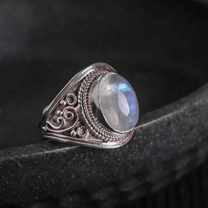 Buddha Stones ajustable en argent sterling 925 avec pierres de lune naturelles faites à la main