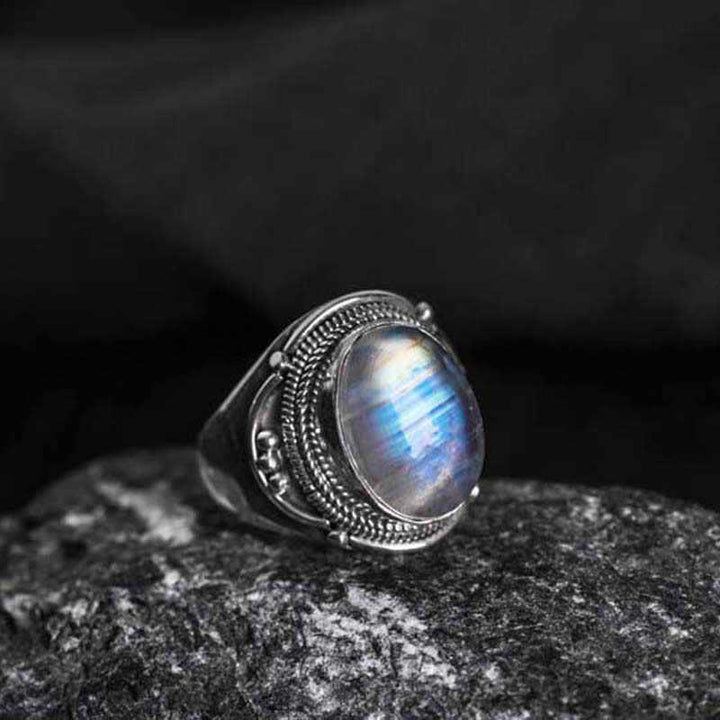 Buddha Stones ajustable en argent sterling 925 avec pierres de lune naturelles faites à la main