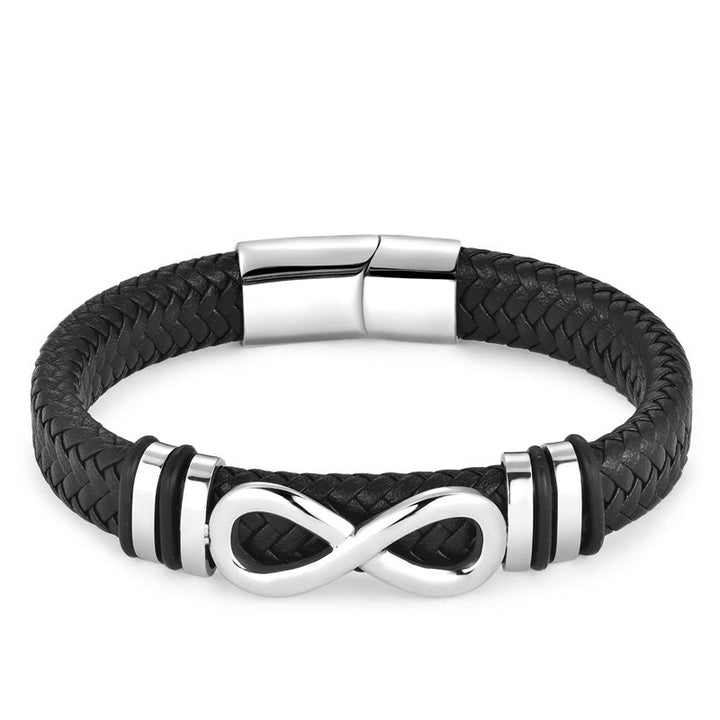 Bracelet en cuir tressé renforcé avec boucle en acier titane et Buddha Stones