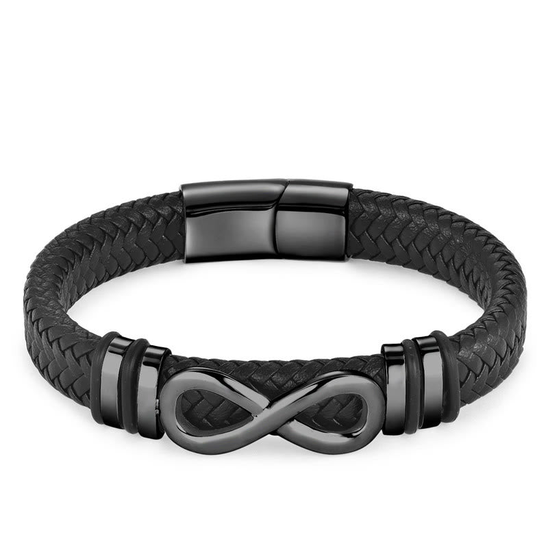 Bracelet en cuir tressé renforcé avec boucle en acier titane et Buddha Stones