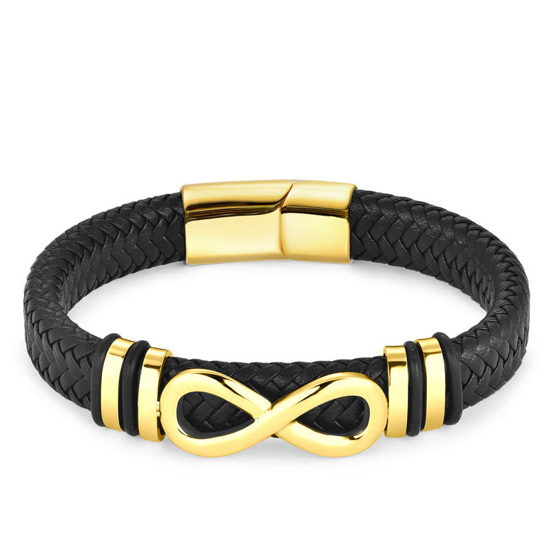 Bracelet en cuir tressé renforcé avec boucle en acier titane et Buddha Stones