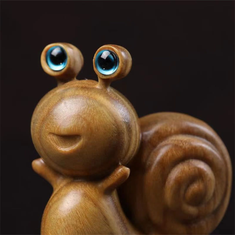 Mini escargot sculpté en bois de santal vert en Buddha Stones , décoration de bureau - image 4