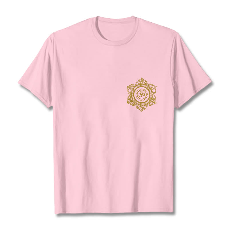 T-shirt à motif Mandala doré OM et Buddha Stones - Rose clair - 2XL - image 12