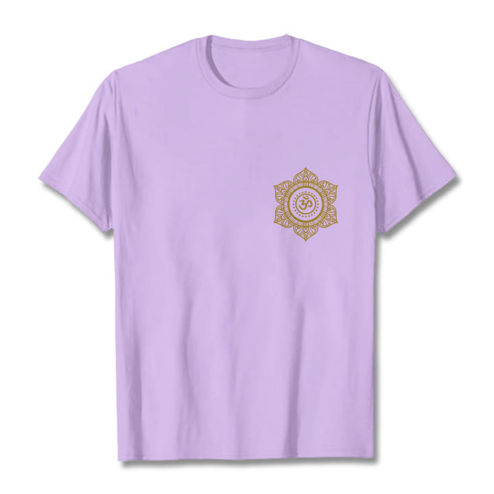 T-shirt à motif Mandala doré OM et Buddha Stones - Prune - 2XL - image 16