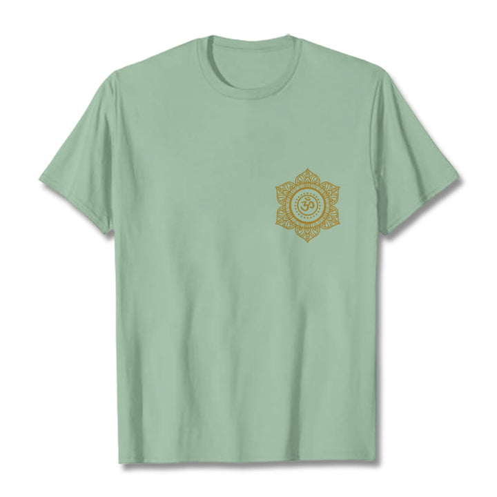 T-shirt à motif Mandala doré OM et Buddha Stones - Vert pâle - 2XL - image 15