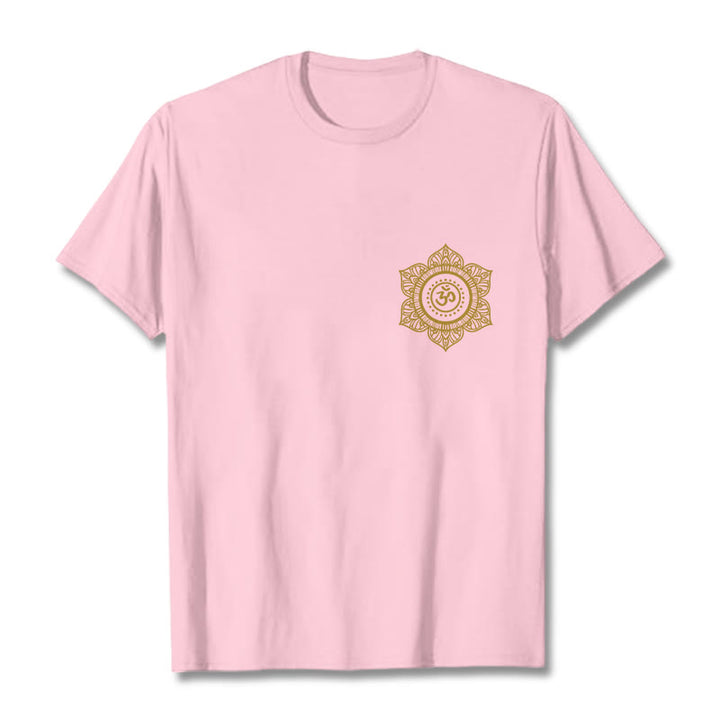 T-shirt à motif Mandala doré OM et Buddha Stones - Rose clair - 2XL - image 13