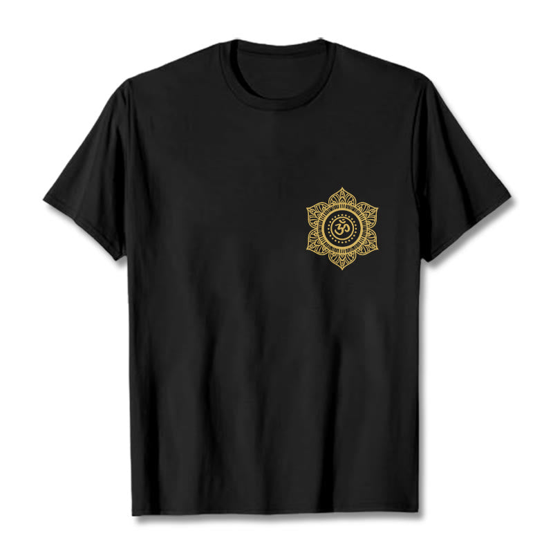 T-shirt à motif Mandala doré OM et Buddha Stones - Noir - 2XL - image 3