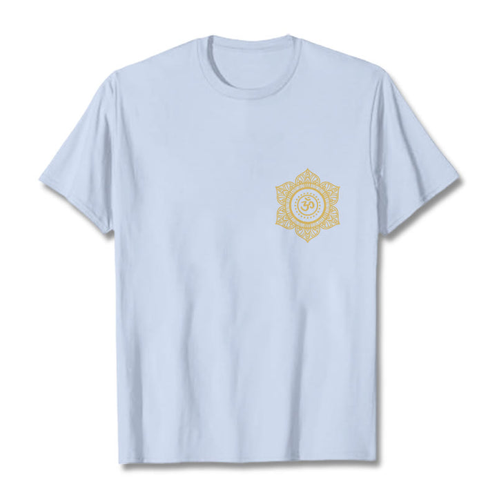 T-shirt à motif Mandala doré OM et Buddha Stones - Cyan clair - 2XL - image 18