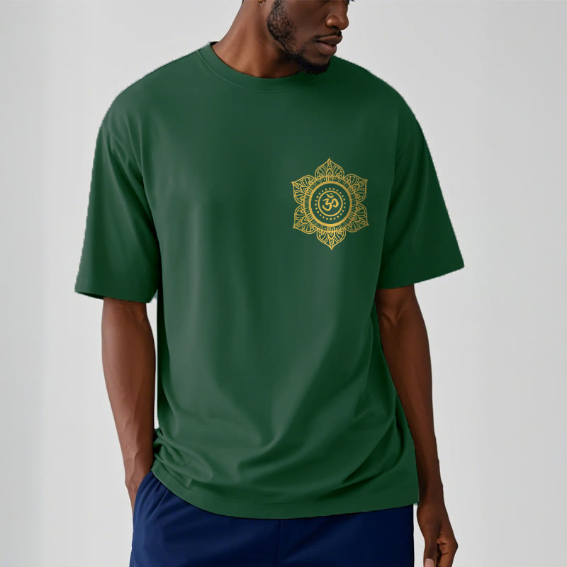 T-shirt à motif Mandala doré OM et Buddha Stones - image 1