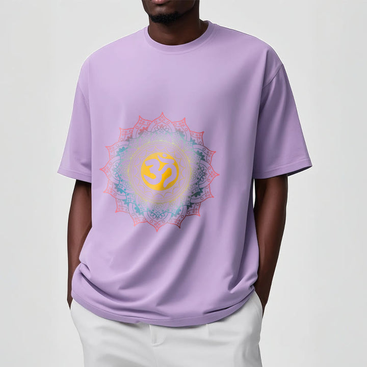 T-shirt à motif mandala OM dégradé de couleurs avec Buddha Stones - image 17